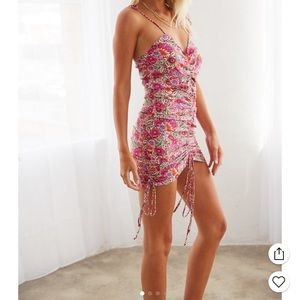 American threads Hayden floral cinched mini dress